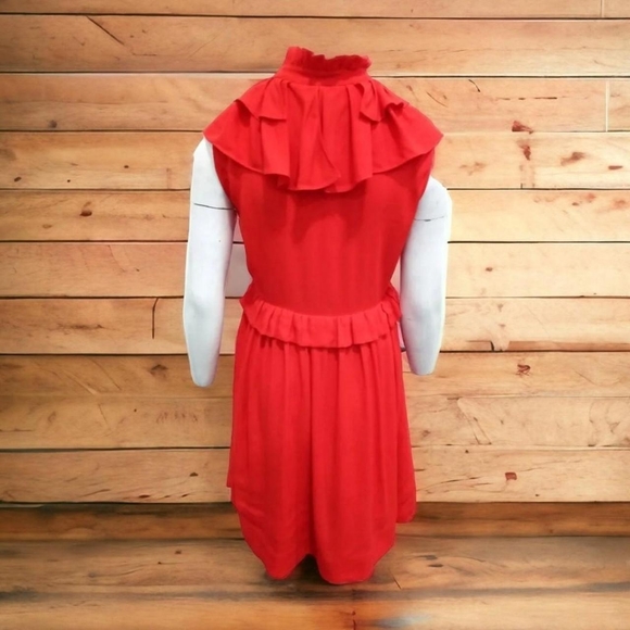 Maje red frilly summer dress Size 2 uk 10Zip fastening New with tags see descrip - Picture 2 of 8